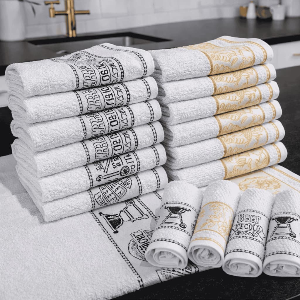 Kit Pano Atoalhado Gourmet Copa Cozinha Prato 100% Algodão