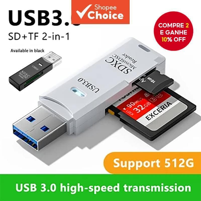Leitor De Cartão SD Adaptador OTG 2 Em 1 Para De Micro Memória TF PC , Computador , Laptop