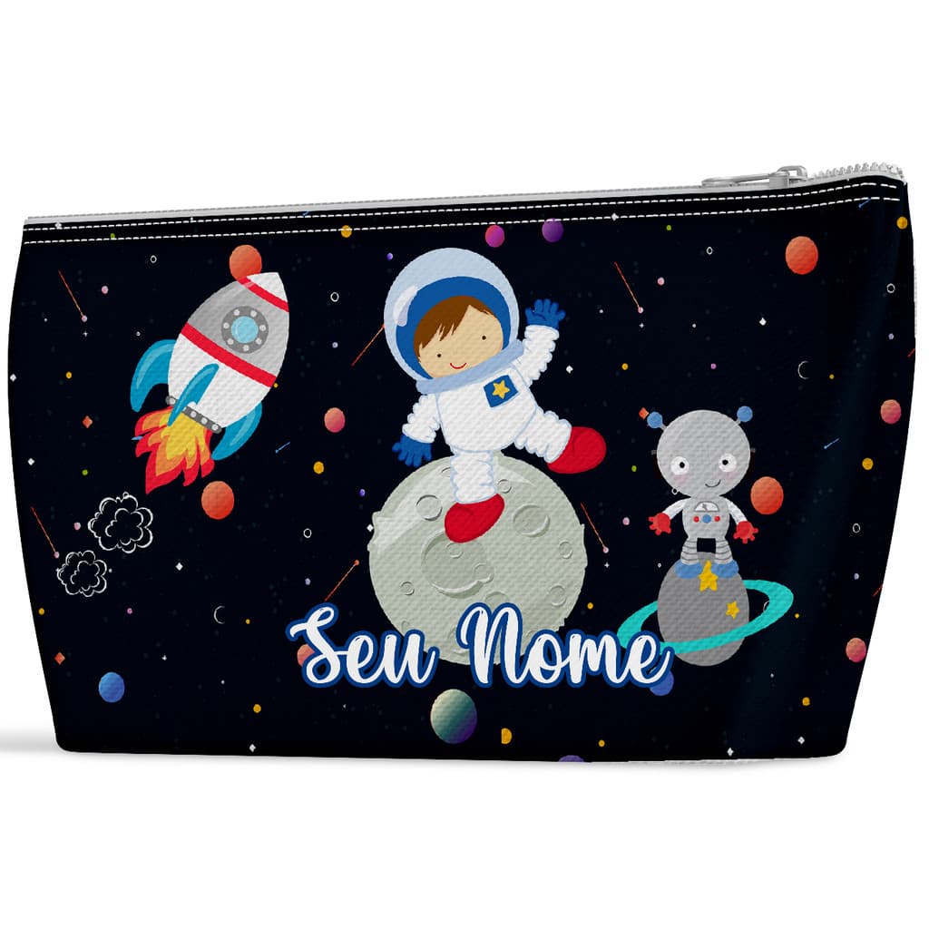 bolsinha astronauta personalizado nome infantil escolarbolsa