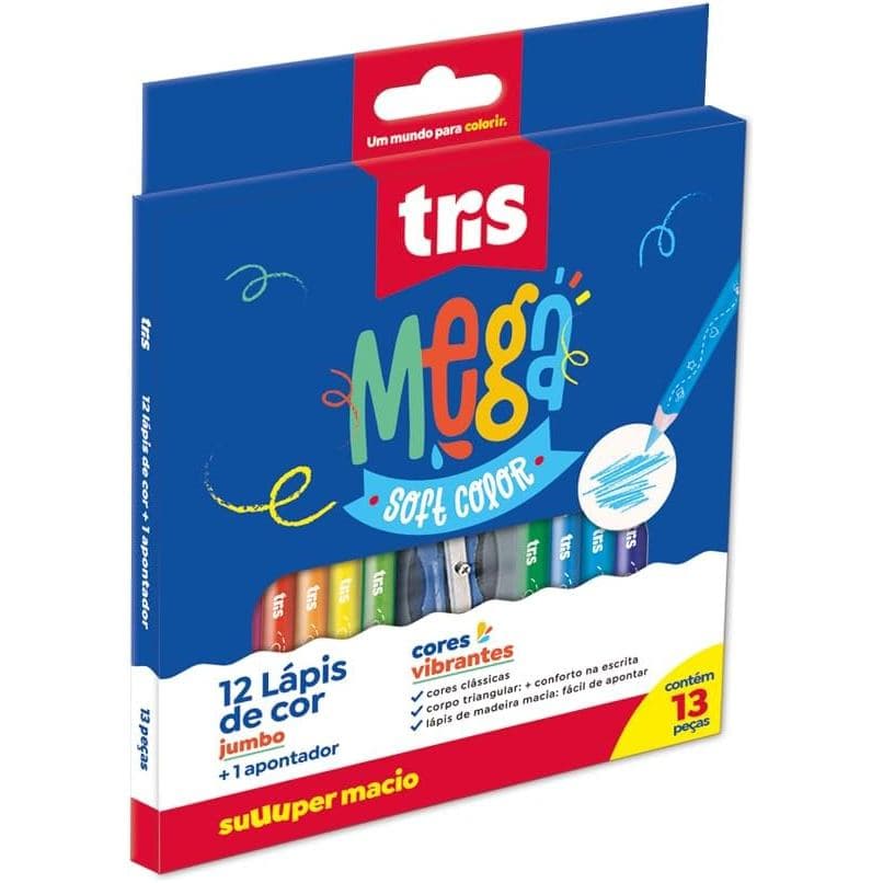 Lapis de Cor Jumbo Tris Mega Soft Color 12 cores