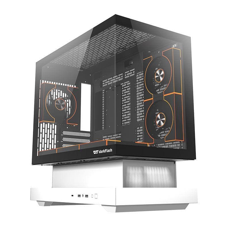 Gabinete Gamer Aigo Darkflash Floatron F1 ARGB Full-Tower Lateral de Vidro Com 6 Fans Branco