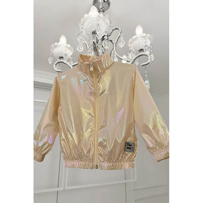 Jaqueta Infantil Corta Vento Nude Arco-íris Bege