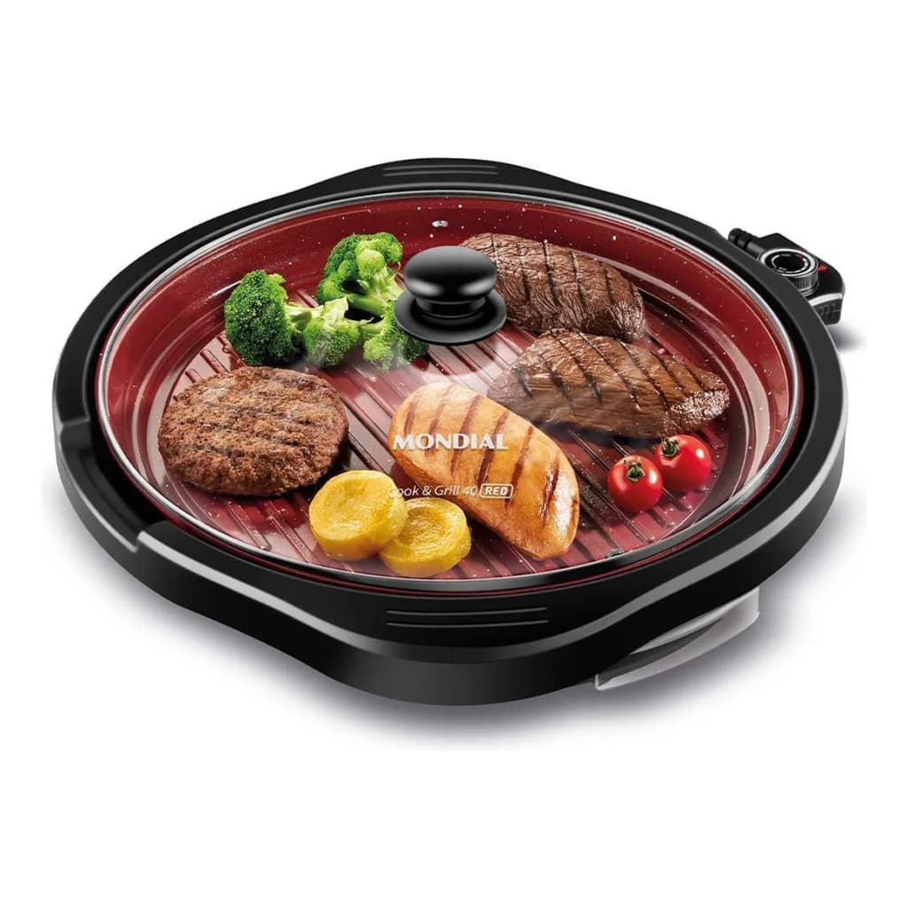 Grill Redondo Mondial Cook & Grill G-03-RC Vermelho Ceramic 127V/60Hz