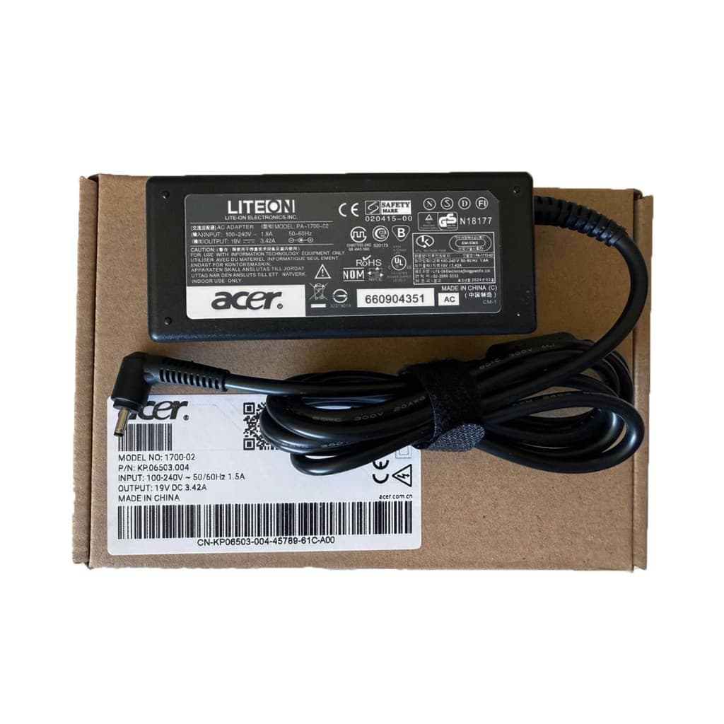 Fonte Para Notebook Acer Aspire Iconia A515-54-59x2 Pino Fino 65W Bivolt Cor Preto