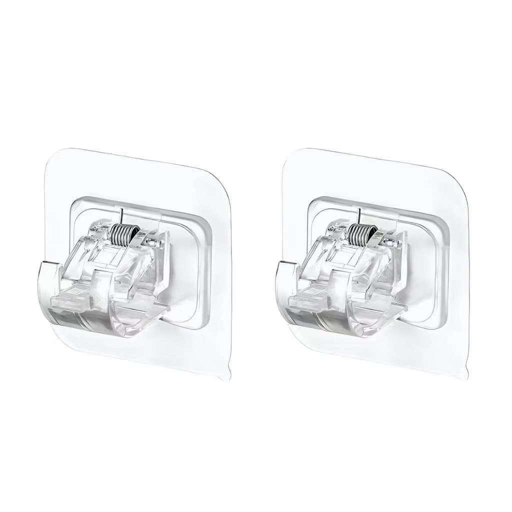 Kit 01 à 10 Ganchos Adesivos para Varão de Cortina não precisa furar Suporte de Parede