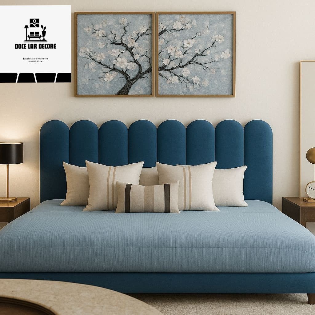 Kit 5 Até 10 Cabeceiras Cama Box Casal Moderna Luxo Estofada Modulada Sem Furo Autocolante 45cmx20cm
