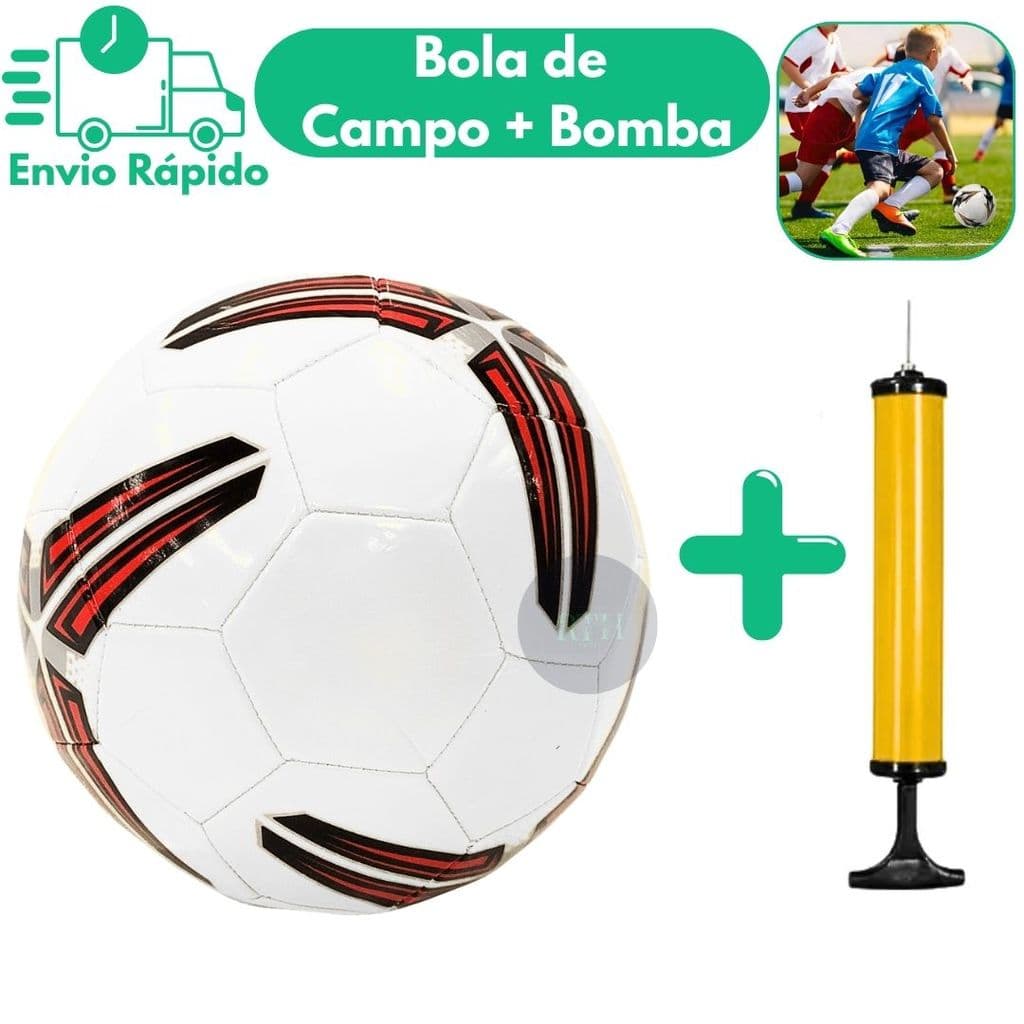 Bola De Campo + Bomba De Ar PVC Cores Sortidas E Vibrantes Tamanho 5 Jogo Futebol