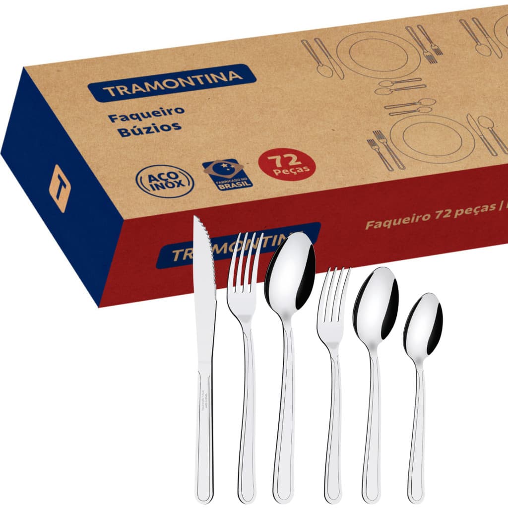 Faqueiro Tramontina Aço Inox Facas Churrasco Búzios 72 Peças