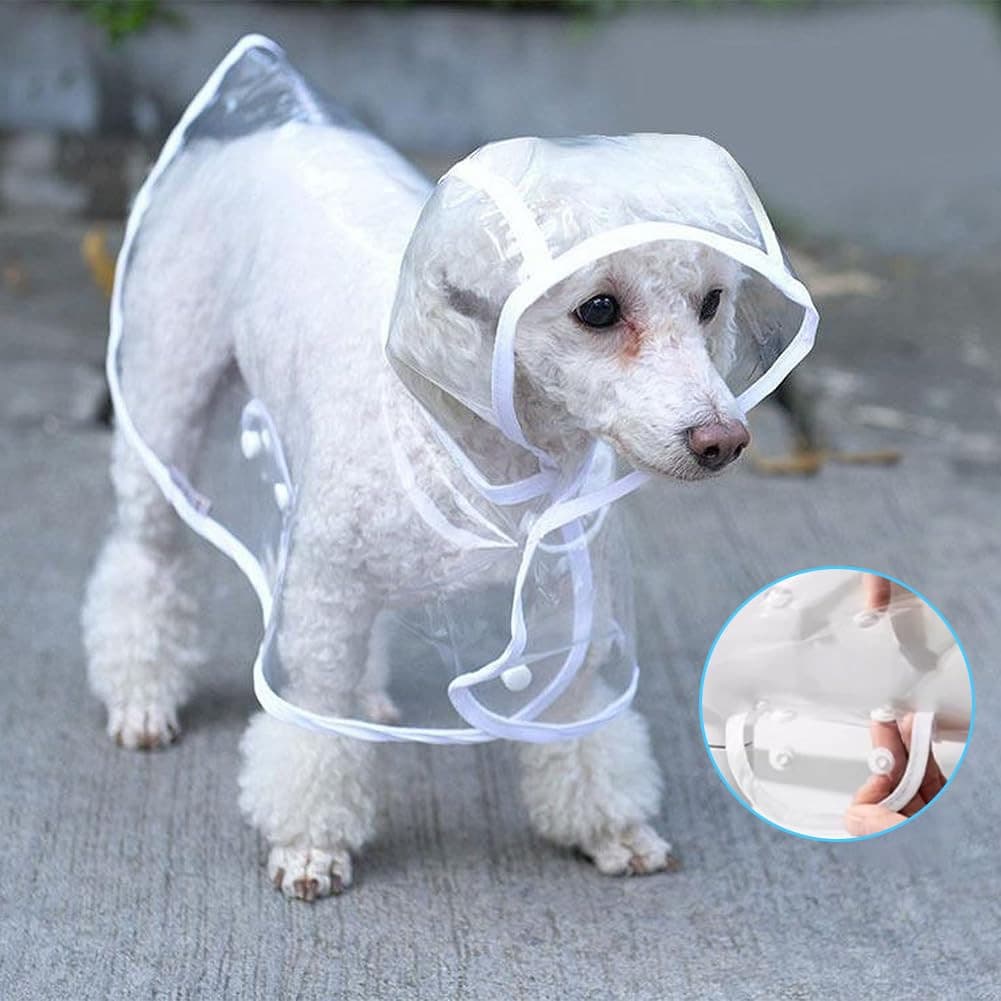 Capa De Chuva Para Cães Transparente Impermeável / Jaqueta Com Capuz Para Animal De Estimação Cachorro e Gato Proteção