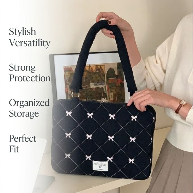 Bolsa Protetora Portátil Feminina com Laço Fofo Estilo Japonês para Dispositivos de 8-15,6 Polegadas Presente PLH5