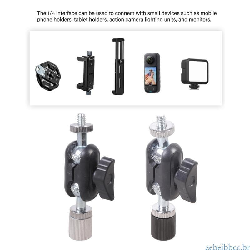 zebeibbcbr Adaptador Extensão Cabeça Compacta 1 4 Fêmea Para Esférico Montagem Câmera DSLR Rotati Estável