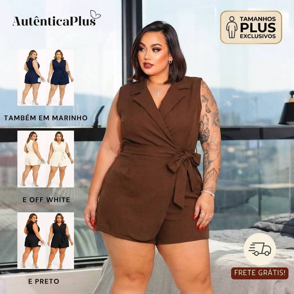 Macaquinho Feminino Social Curto Acinturado Elegante Festa Confraternização