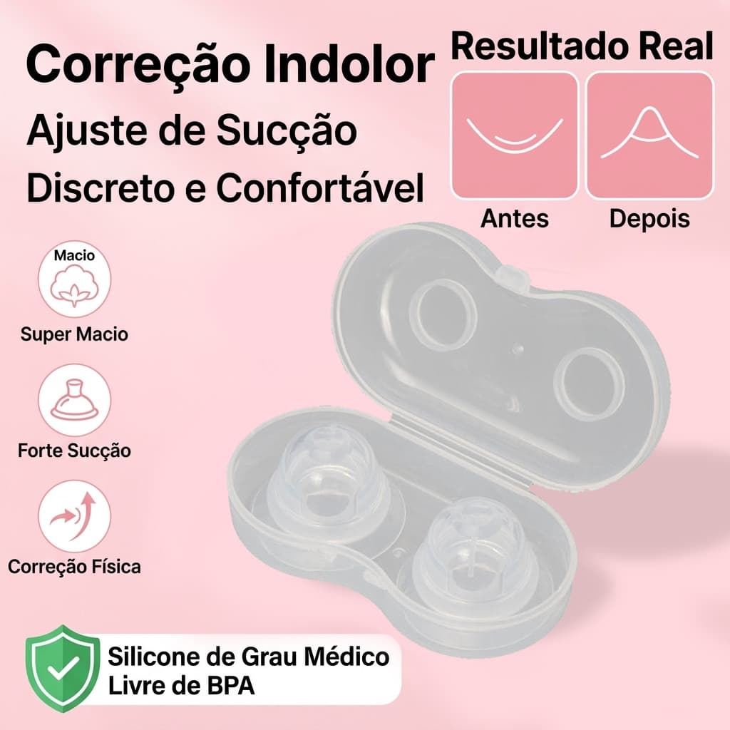 1 Par De Corretor De Mamilo De Silicone , Para Correção Mamilos Planos Invertidos + Estojo