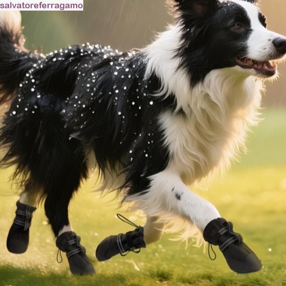 SALVATOREFERRAGAMO 4 Unidades/Conjunto Botas Antiderrapantes Para Cães , Sapatos Impermeáveis Respiráveis De Camada Dupl