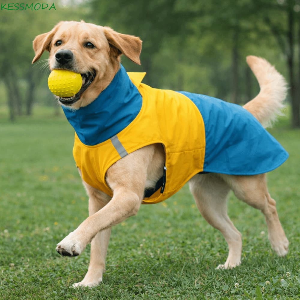 Jaqueta De Chuva Para Cães Kesselmanmoda , Capa Impermeável Com Listras Reflexivas De Gola Alta Reflexiva Buraco De Trel