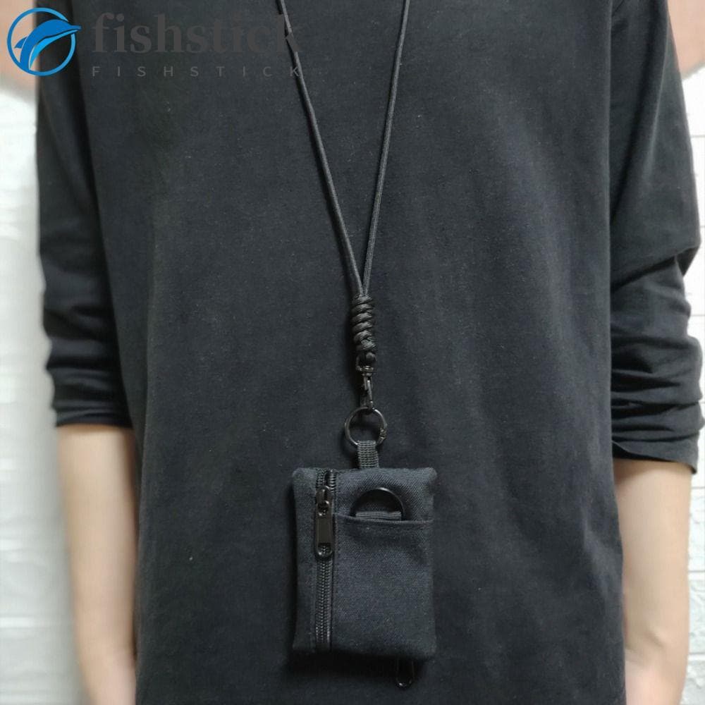 FISHSTICKA Bolsa De Moedas Pendurada No Pescoço , Mini Carteira De Tecido Oxford Com Zíper Quadrado , Porta-Cartões Pequ