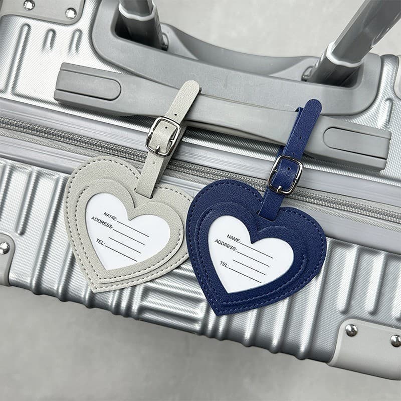 Etiqueta De Bagagem Estilo Jovem Multicolorida Criativa Espessada Couro PU Cartão De Assinatura De Coração De Camada Dup