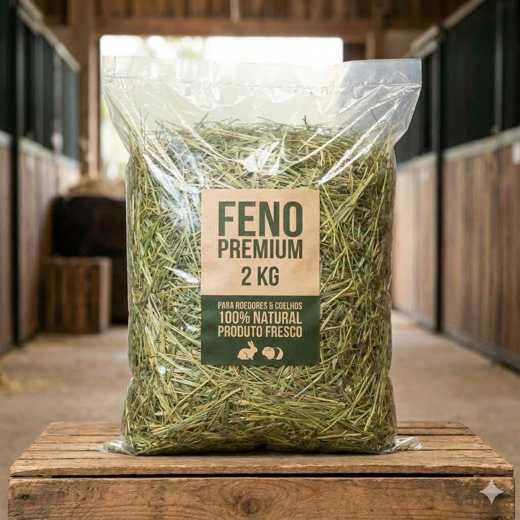 Feno 2kg Para Roedores - Coelho, Porquinho da Índia, Chinchila | Envio Rápido