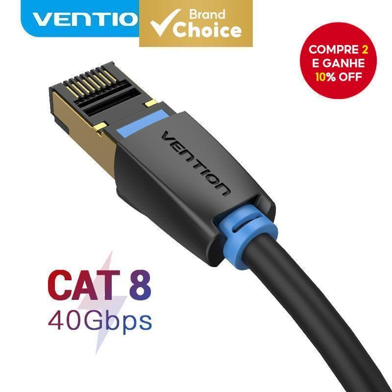 Vention Cabo Ethernet Cat8 40 Gbps Super Speed SFTP Lan De Rede Banhado A Ouro Conector RJ45 Patch Cord Para Modem Lapto