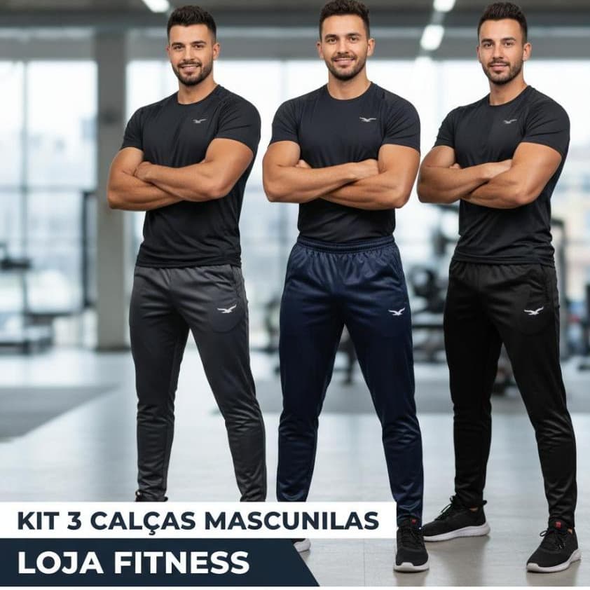 Combo 3 Calças de Adulto Forrada Com Bolsos Calça Masculina Para Treino Casual Slim Fit Origins