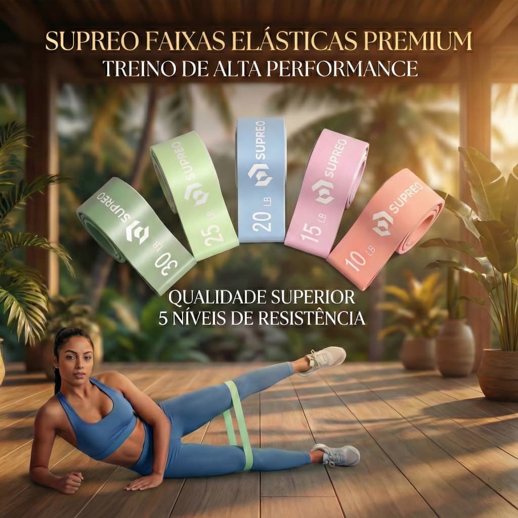 Kit 5 Mini Bands Elásticos Extensores Para Treino Casa Pilates Yoga