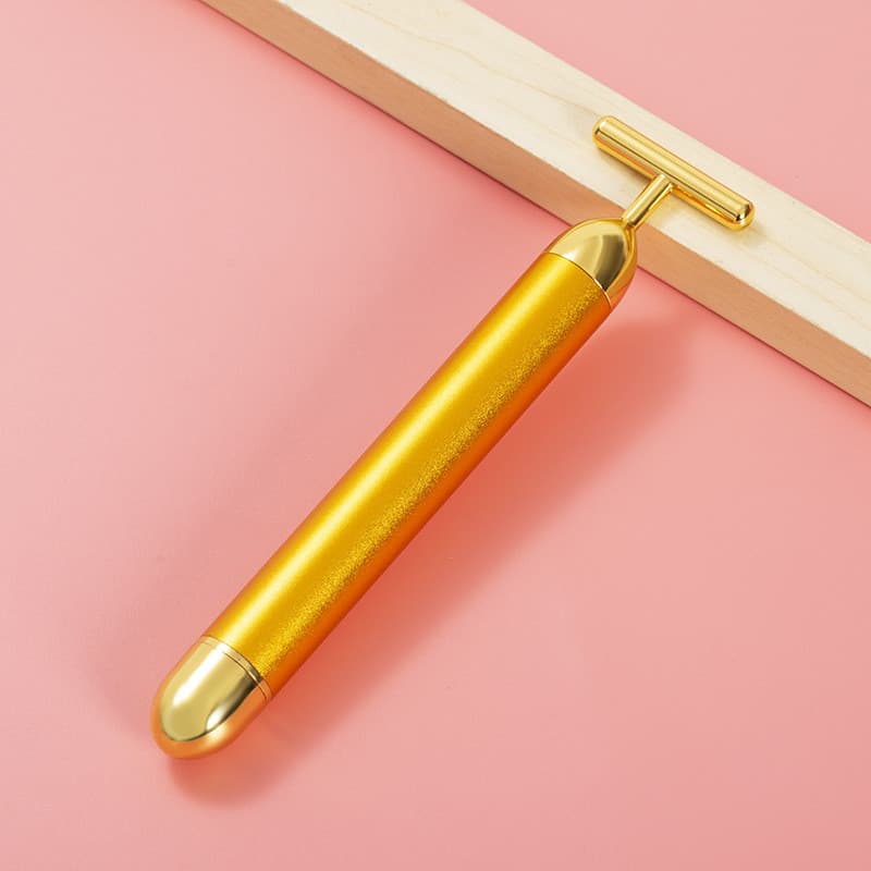 Instrumento de beleza vibratório em forma de T Gold Beauty Bar Massageador(FT)