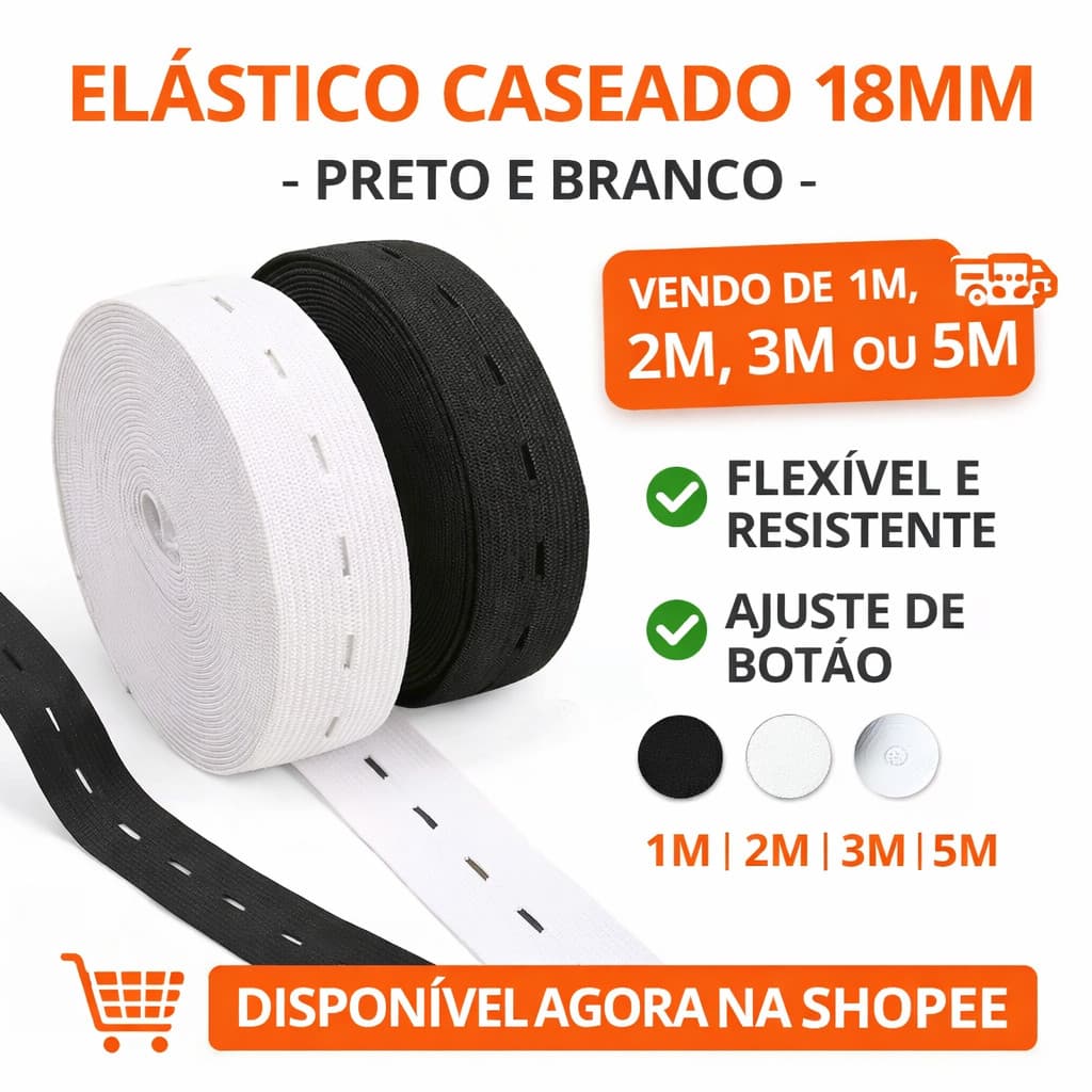 5 Metros Elástico Caseado 18mm Elástico Chato Papagaio