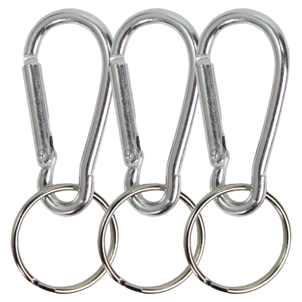 Mosquetão Camping 4,6cm Alumínio Azul Preto Prata Com Argola Acessórios 10 Unidades Artesanato