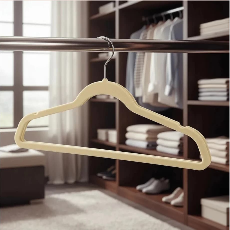 Cabide de Veludo Juvenil 35cm Bege 10 pecas - CVJBG35010