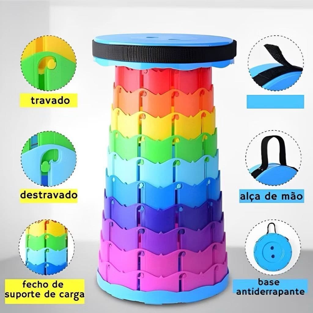 Banqueta Banco Retrátil Portátil Pesca Com Alça Telescópica