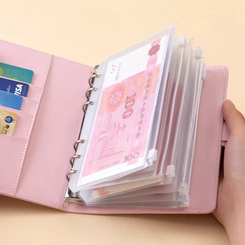 Caderno A6 Orçamento Financeiro com Zíper | Planner Dinheiro Envelope + 12 Bolsas Organizadoras