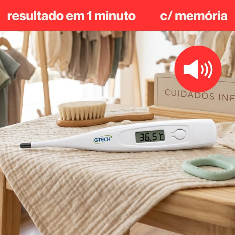 Termômetro Digital Branco Alerta Fim G-Tech