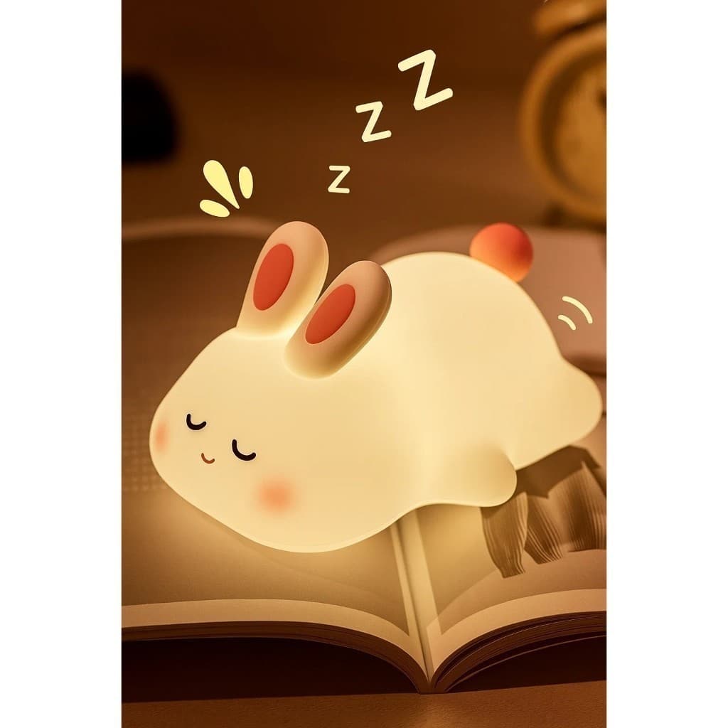 Luminária LED Coelhinho Branco Infantil Abajur Quarto Bebê Luz Noturna Decorativa