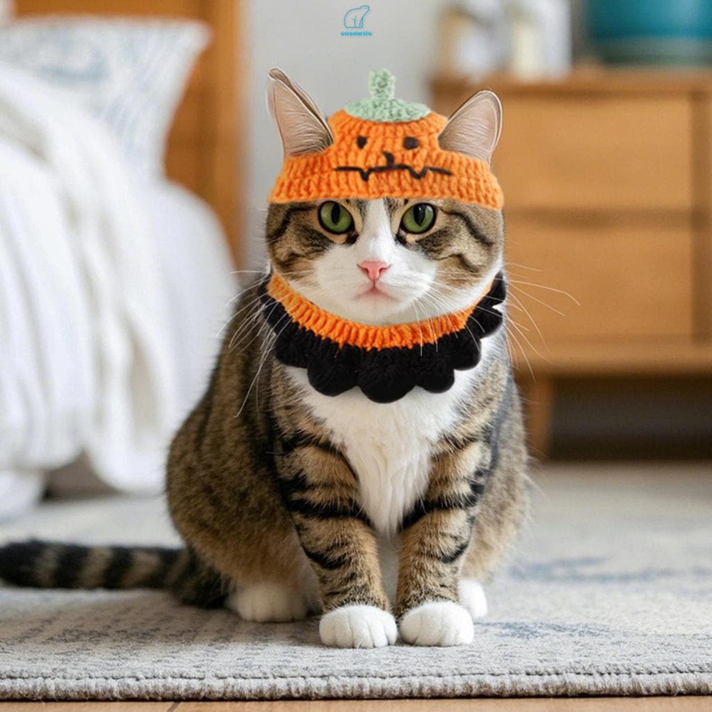 Halloween Cosplay Roupa Para Animais De Estimação Elástico Algodão Tricô Gatos Chapéus Adequados Festas De Ao Ar Livre