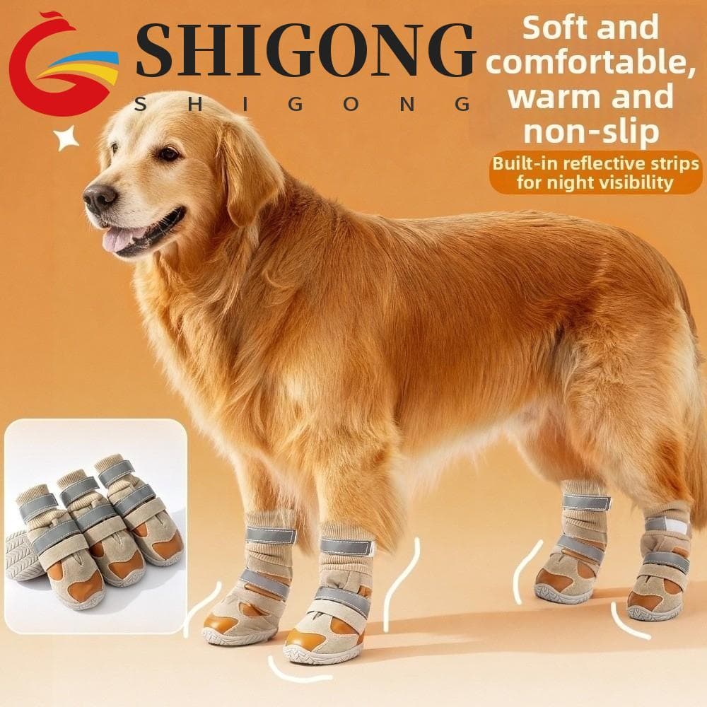 SHIGONG Sapatos Antiderrapantes Para Cães , Botas Quentes De Cano Alto Cachorros De Inverno , De Neve Com Fivelas Duplas