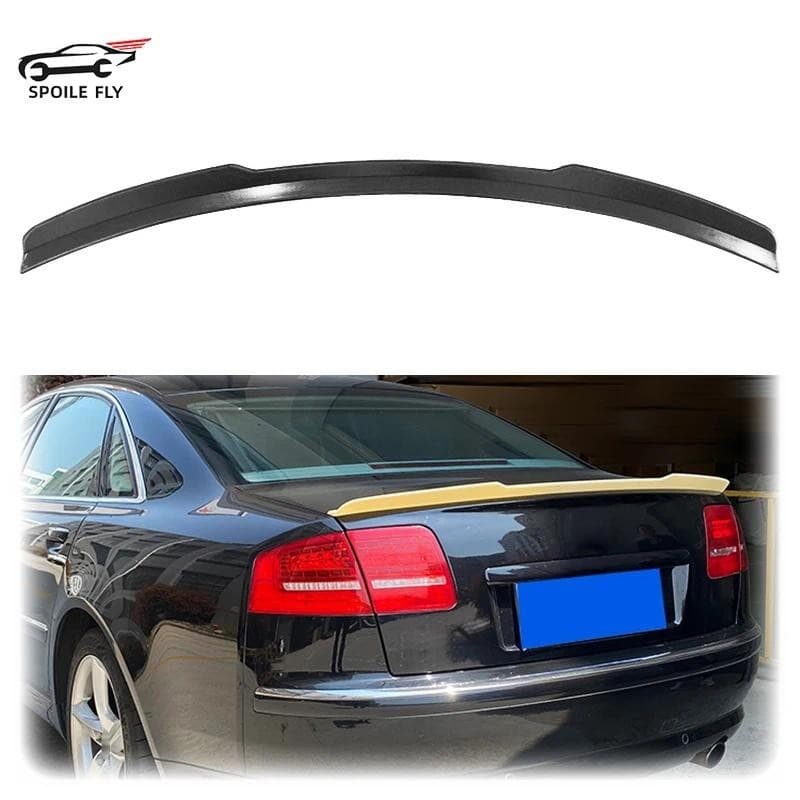 Alta Qualidade ABS Spoiler Asa Traseira Do Carro Preto Brilhante Fibra De Carbono Olhar Corpo Kit Para Audi A8 2005 2009