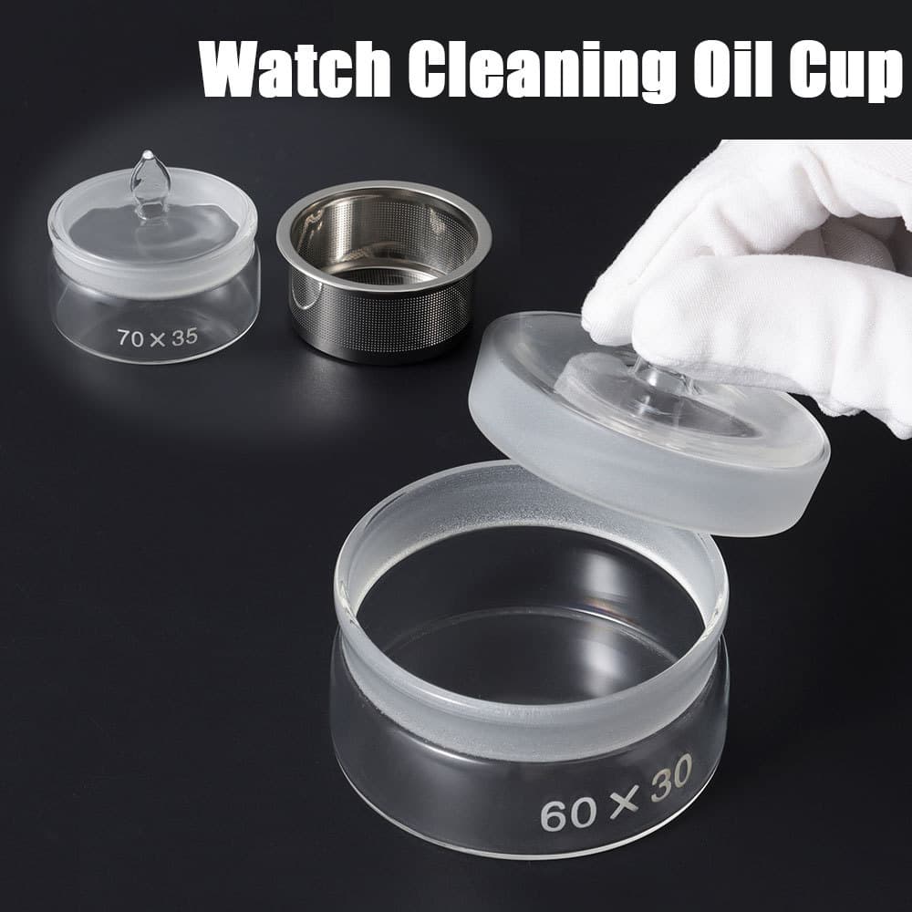 Recipiente De Limpeza De Relógio Profissional , Tela De Filtro De Copo De Óleo De Vidro 60 * 30mm 70 * 35mm , Ferramenta