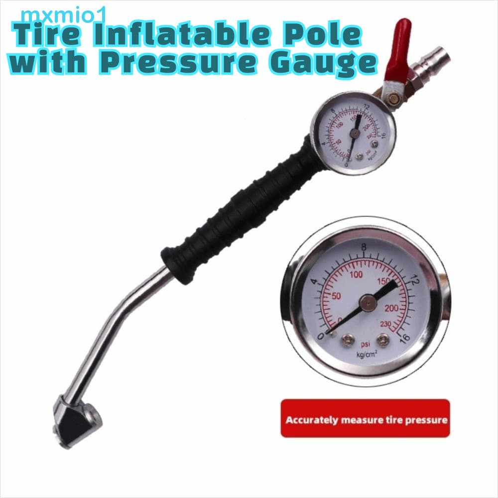 Pólo Inflável Do Pneu MXMIO1 , Bocal Estendido Inflador De Ar Da Haste Tipo Gancho , Com Manômetro