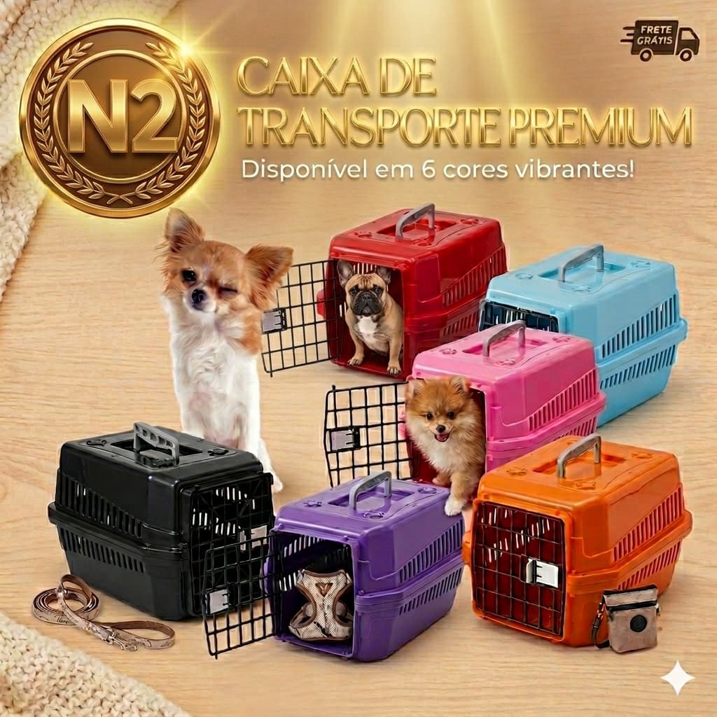 Caixa de Transporte N2 Pet Cão Gato Viagem Avião Passeio Veterinário Resistente Até 7kg Mec Pet