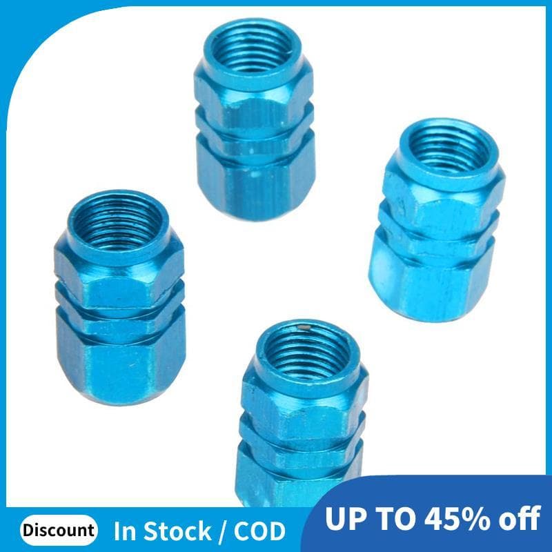 4X Jantes De Roda De Pneu Haste Tampas De Válvula De Ar Capa Carro Caminhão Bicicleta Azul Alumínio