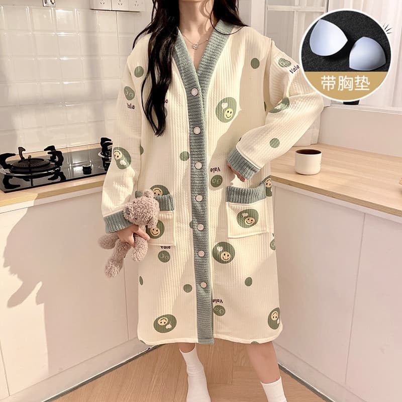 Ar algodão com almofada no peito vestido de maternidade enfermagem maternidade camisola vestido de confinamento de mater