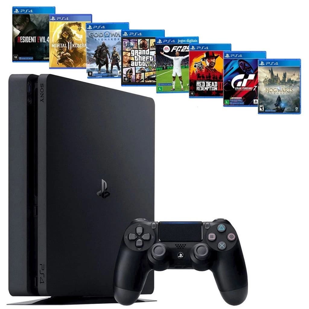 Playstation 4 slim 1TB ou 500gb + 1 jogo aleatório - Video game Ps4 slim