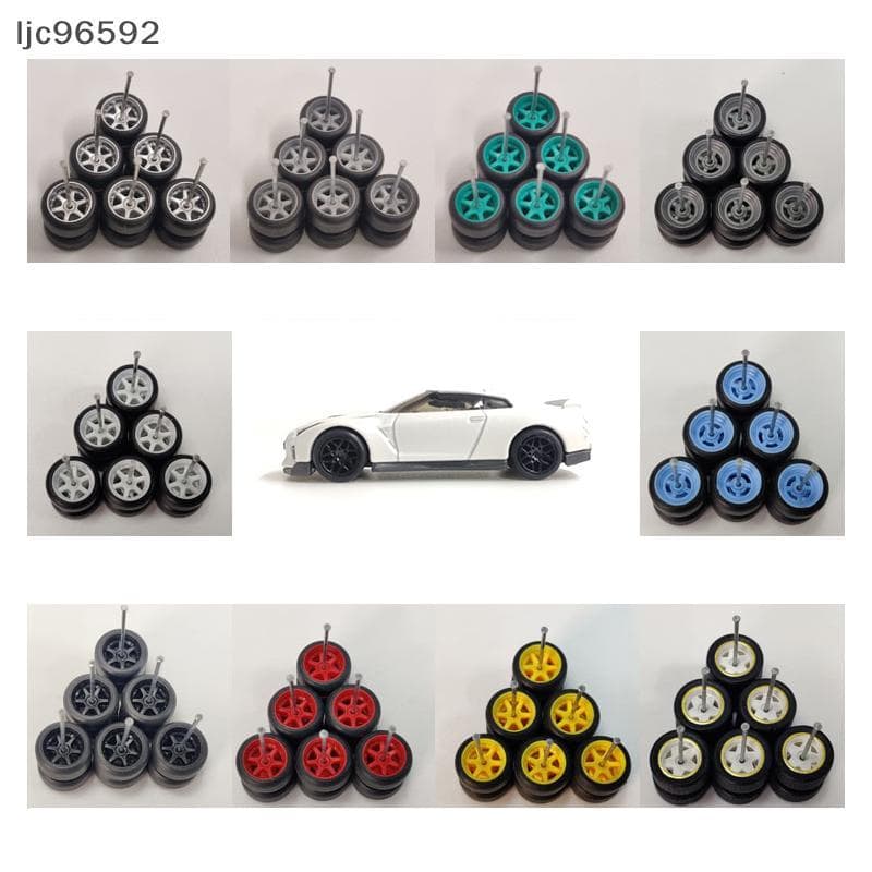 [ljc] 4 Unidades/Conjunto Rodas Em Escala 1 : 64 Para Modelo De Pneu De Borracha Hotwheels Peças Modificadas De Carro De