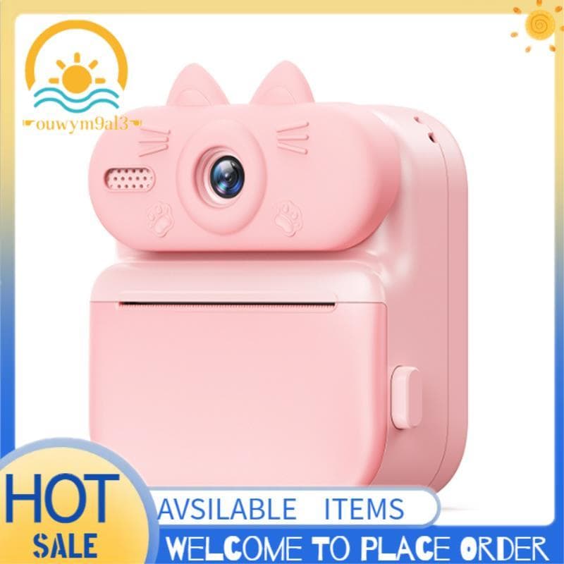 Gato Rosa Portátil Para Crianças Câmera 1080P Impressão Instantânea-Presente De Aniversário Meninas Meninos-Brinquedo De