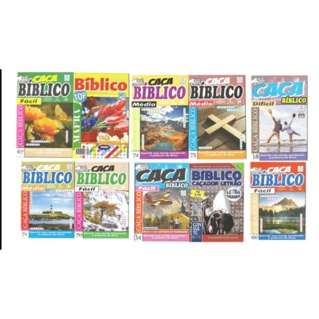 Kit Com 08 caça palavras Bíblico, Capas Sortidas- Nível aleatório
