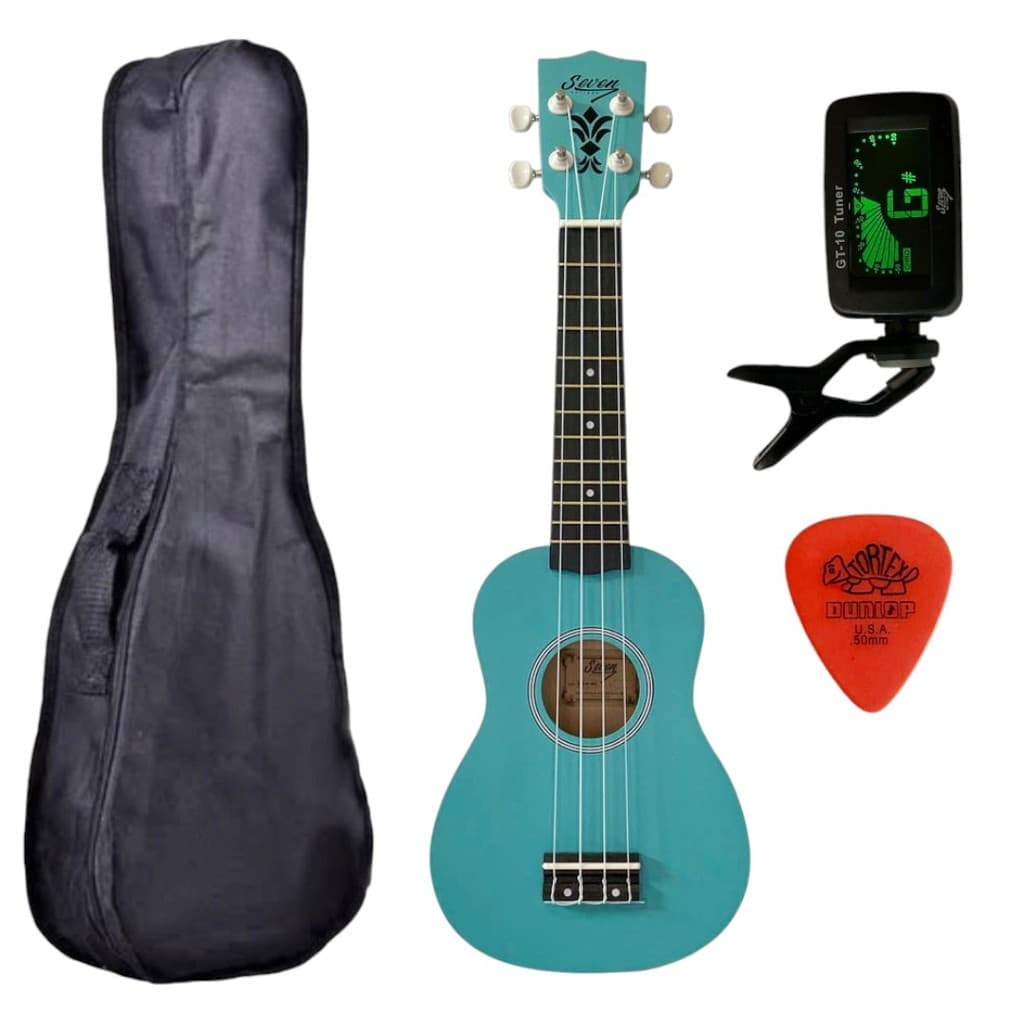 Ukulele Turquesa Seven Soprano Suk-07 MG C/ Capa e Afinador