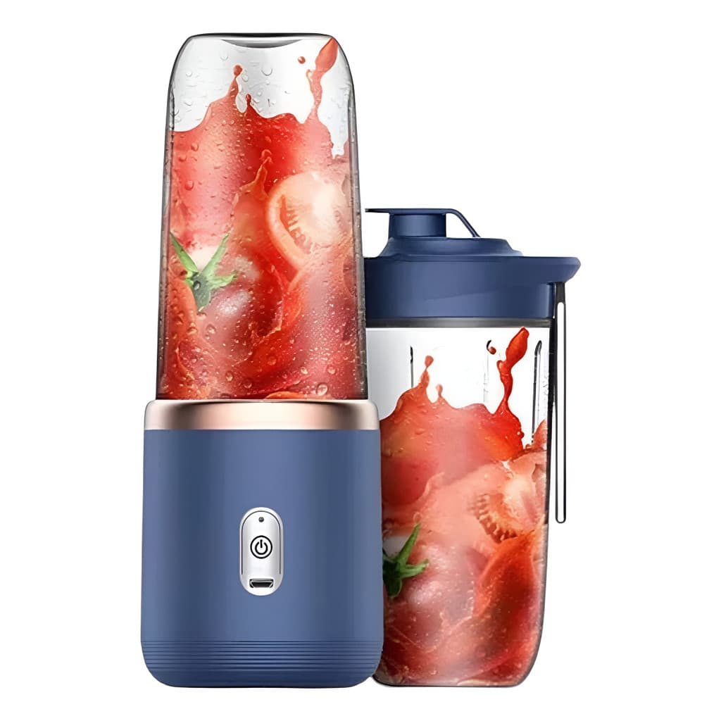 Mini Liquidificador 2 Copos 400ML Portátil Mixer Recarregável 6 Lâminas Batedor Sheikeira 40W