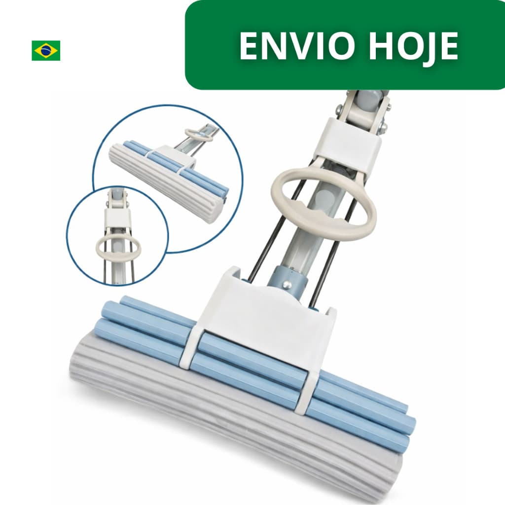 Mop Esponja 2 em 1 Rodo Com Espuma Enxuga e Varre Esfregão Rodo Mágico