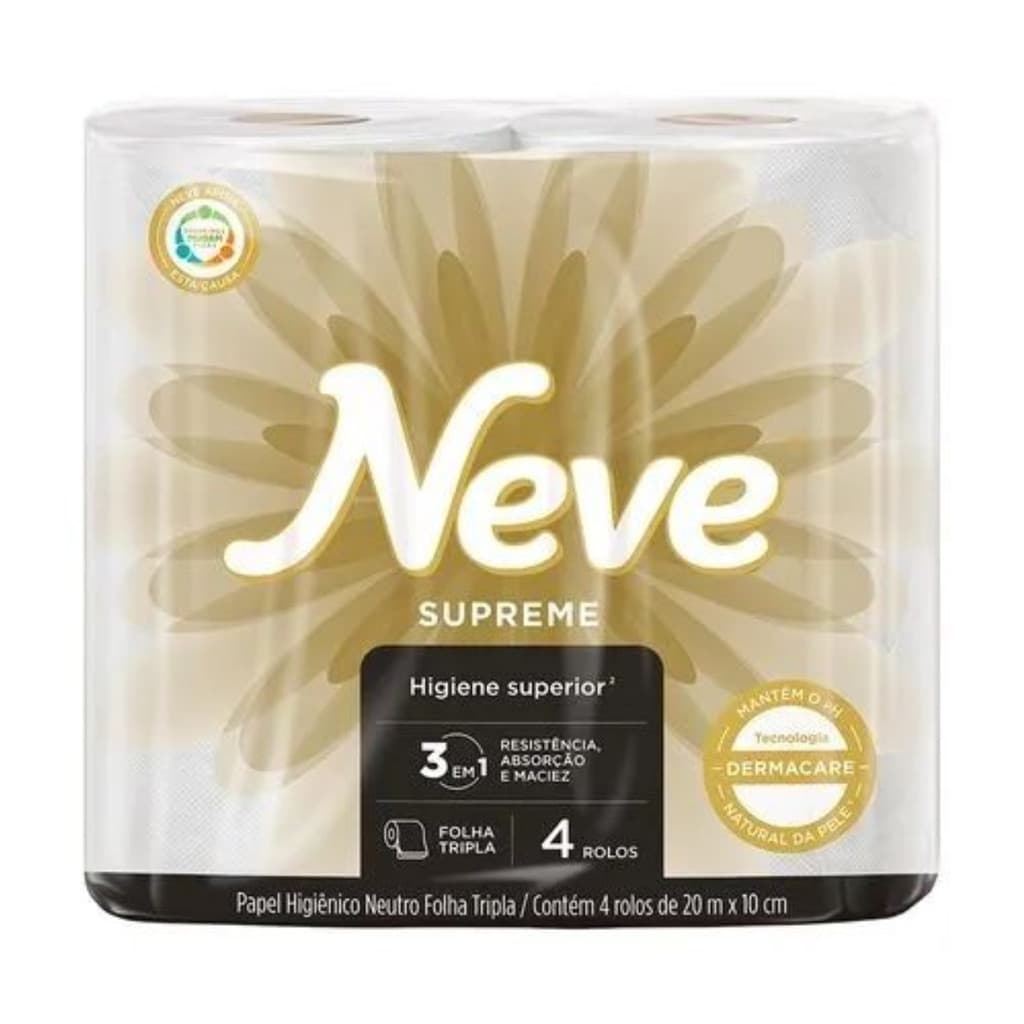 Papel Higiênico Neve Supreme Folha Tripla 4 Rolos Original