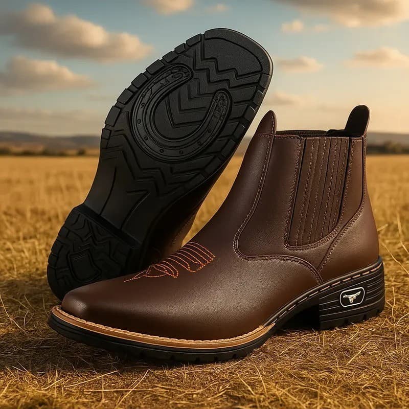 Botina Texana Masculina Bota Chelsea Country Confortável Em Couro Eco